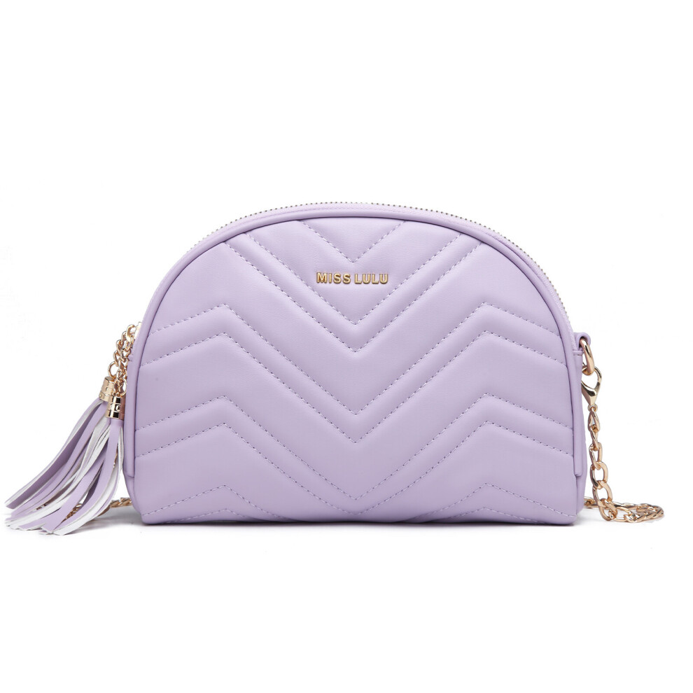 (Purple) MISS LULU Trendy Tassel Crossbody Bag