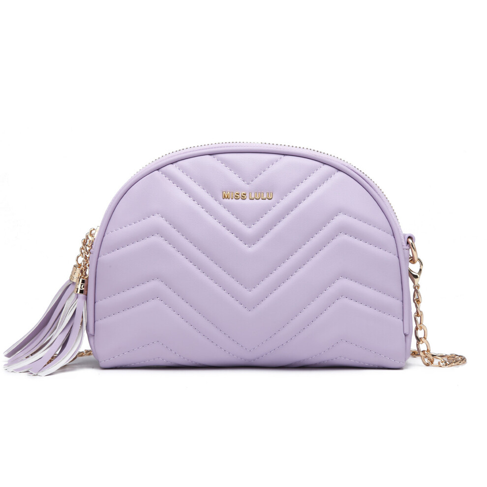 (Purple) Trendy Tassel Crossbody Bag