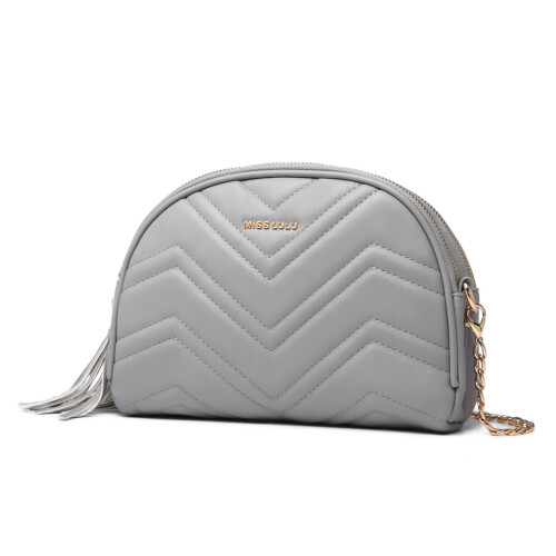 Miss Lulu (Grey) MISS LULU Trendy Tassel Crossbody Bag 2