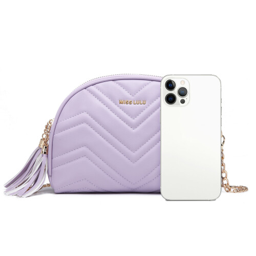 Miss Lulu (Purple) MISS LULU Trendy Tassel Crossbody Bag 1