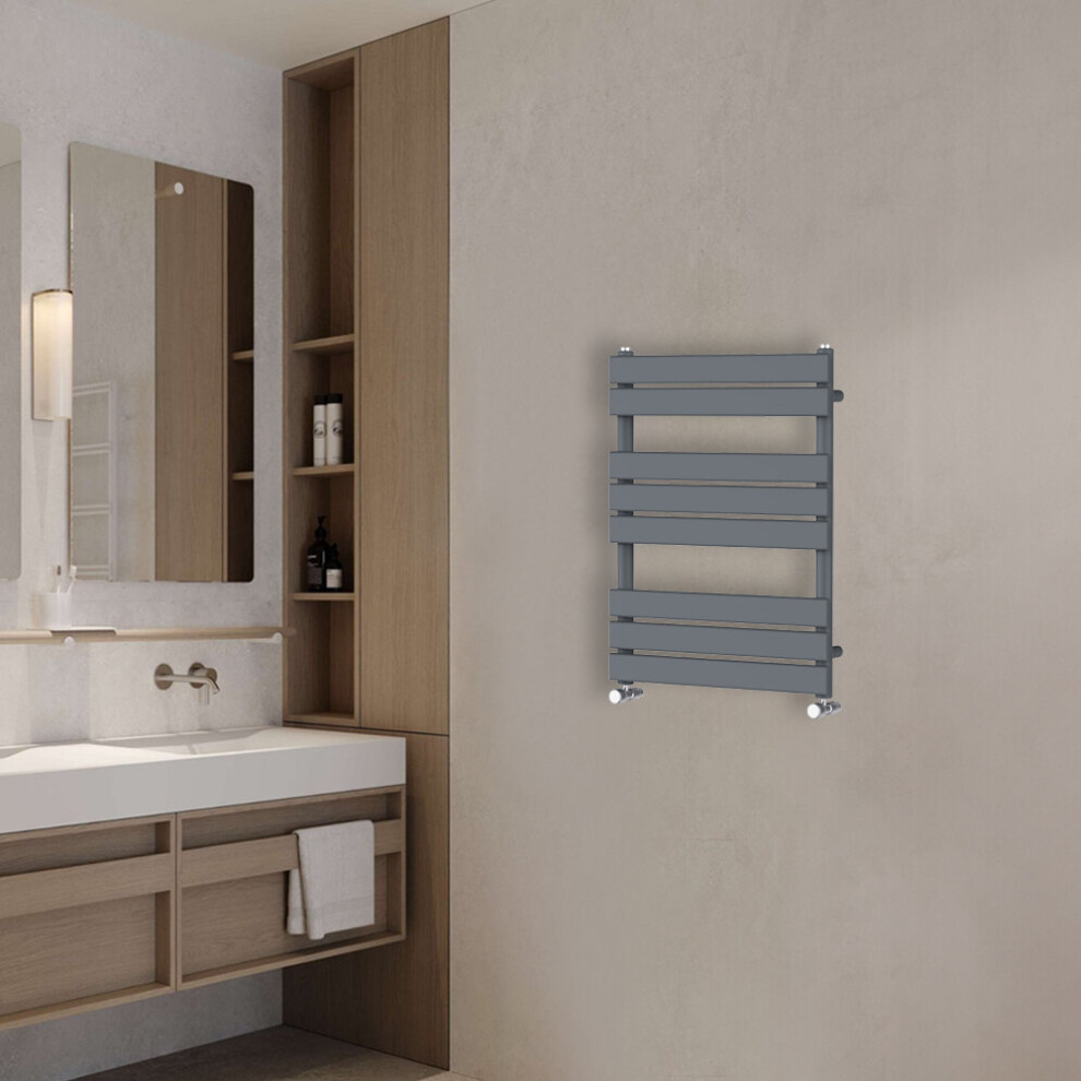 Nrg (800X600mm) Flat Panel Heated Towel Rail Bathroom Rad Radiator Anthracite