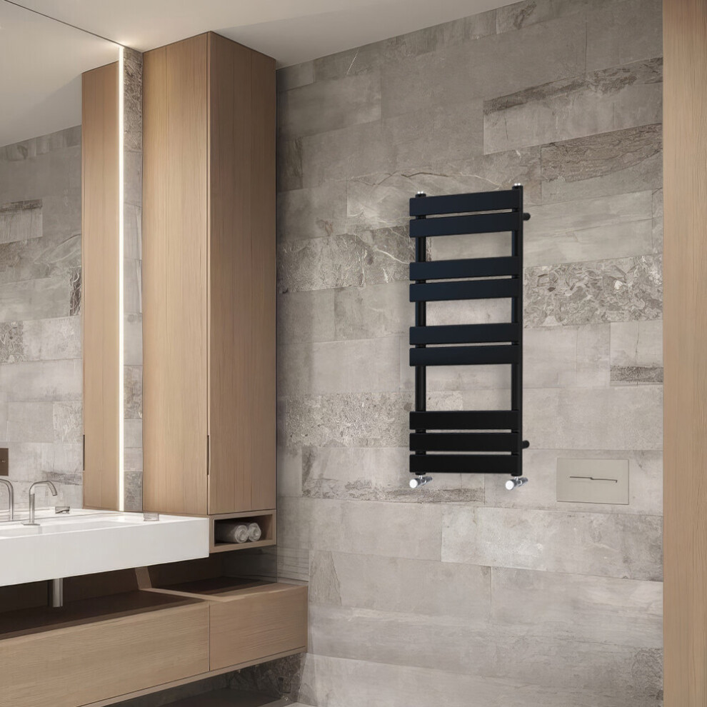 Nrg (1000X450mm) Flat Panel Heated Towel Rail Bathroom Rad Radiator Black