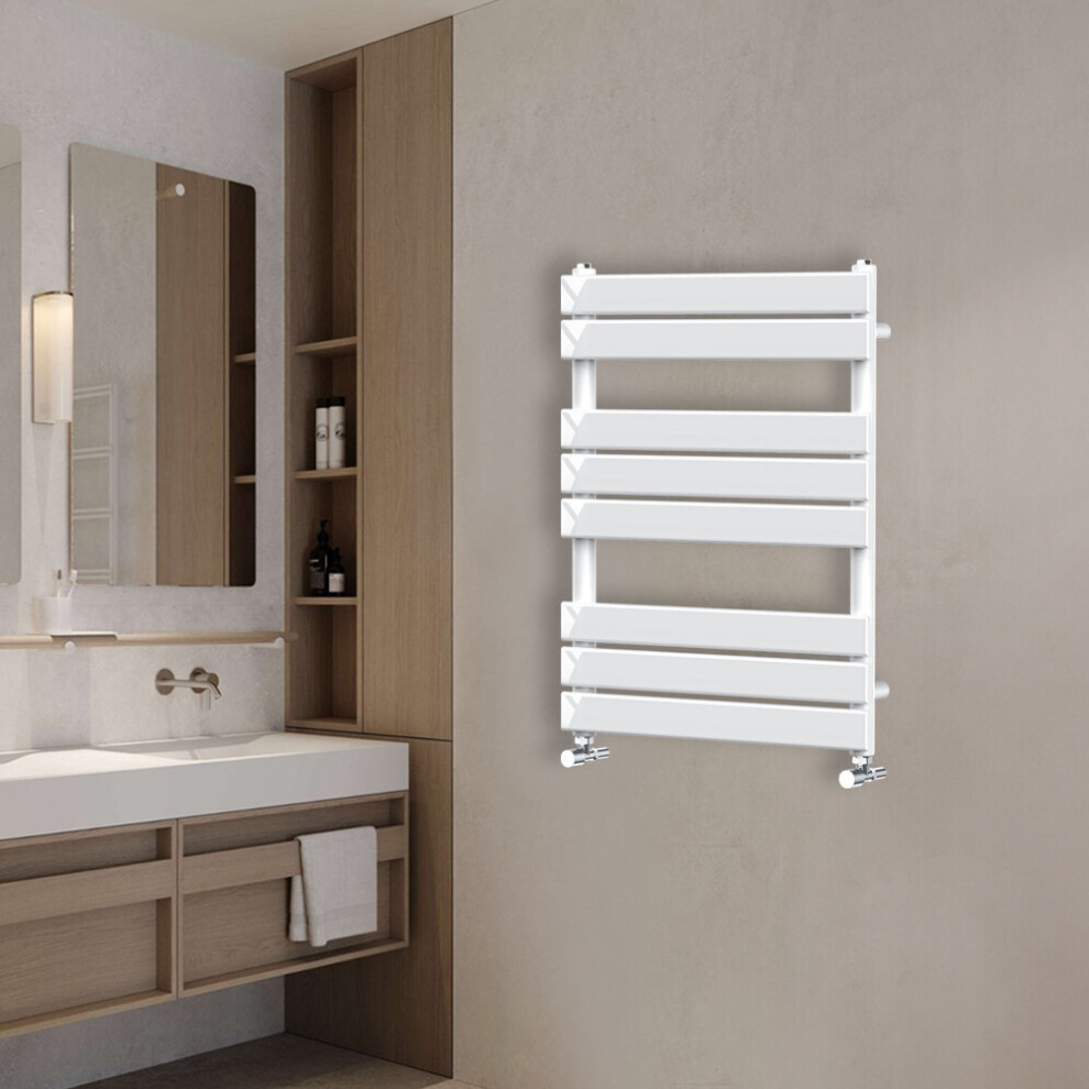 Nrg (800X600mm) Flat Panel Heated Towel Rail Bathroom Rad Radiator White