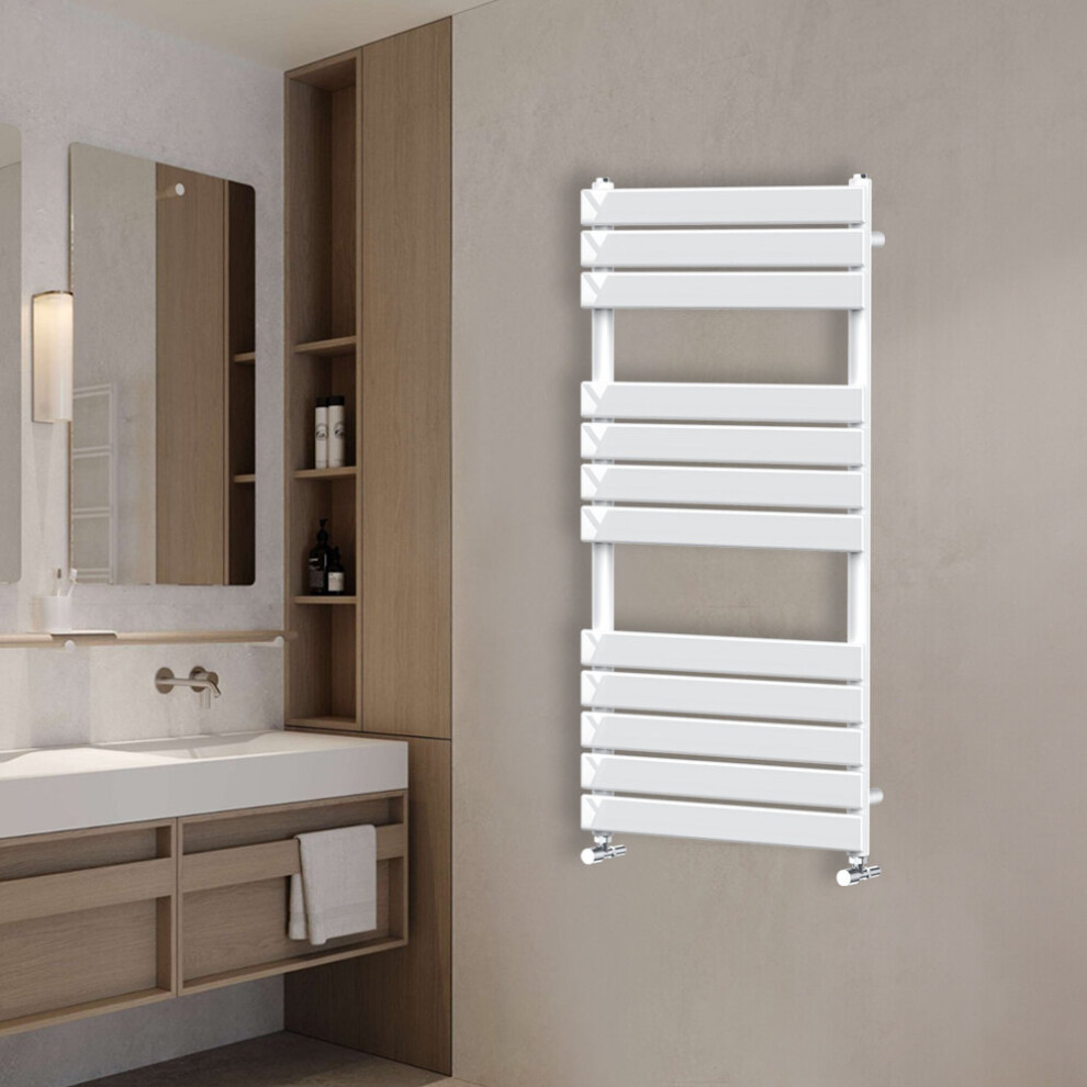Nrg (1200X600mm) Flat Panel Heated Towel Rail Bathroom Rad Radiator White