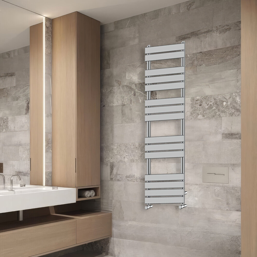 (1600x450mm) NRG Flat Panel Heated Towel Rail Bathroom Rad Radiator Chrome