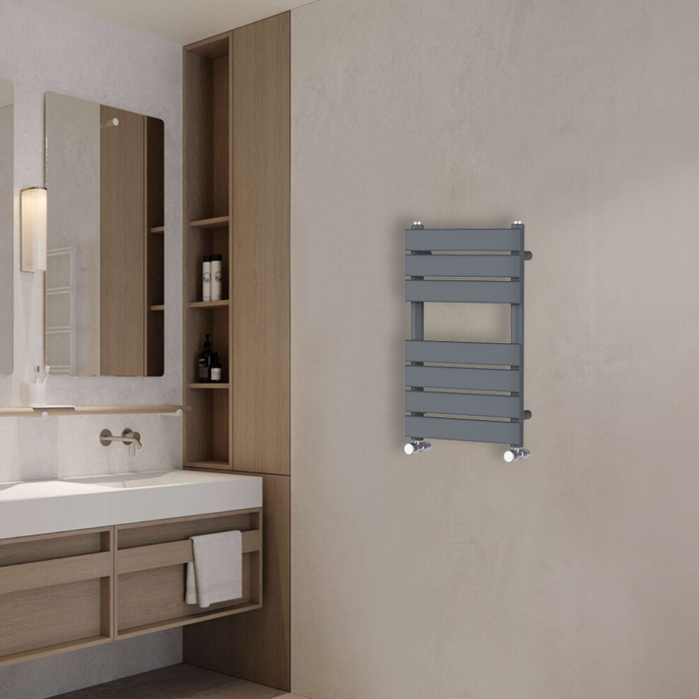 Nrg (650X400mm) Flat Panel Heated Towel Rail Bathroom Rad Radiator Anthracite