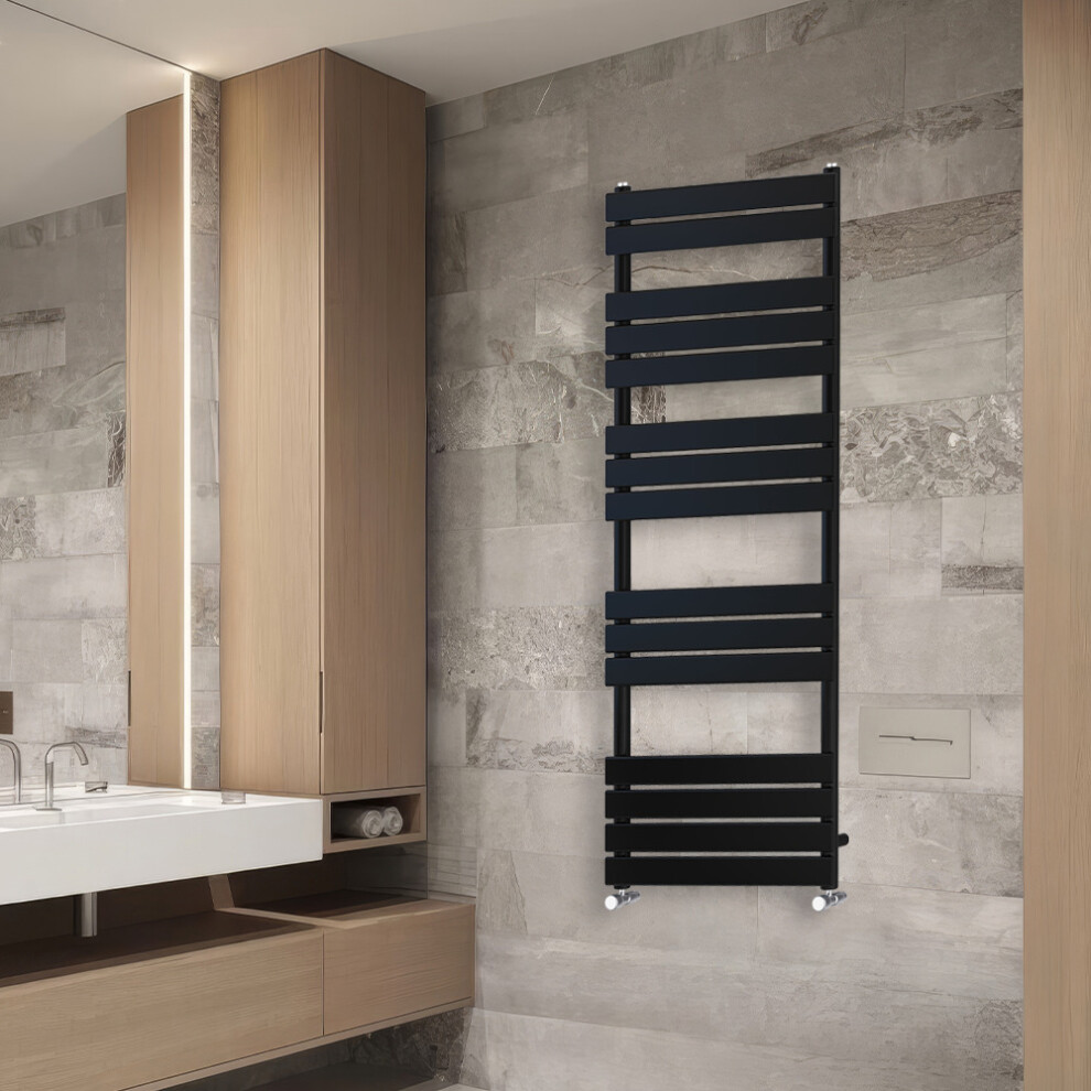 (1600x600mm) NRG Flat Panel Heated Towel Rail Bathroom Rad Radiator Black