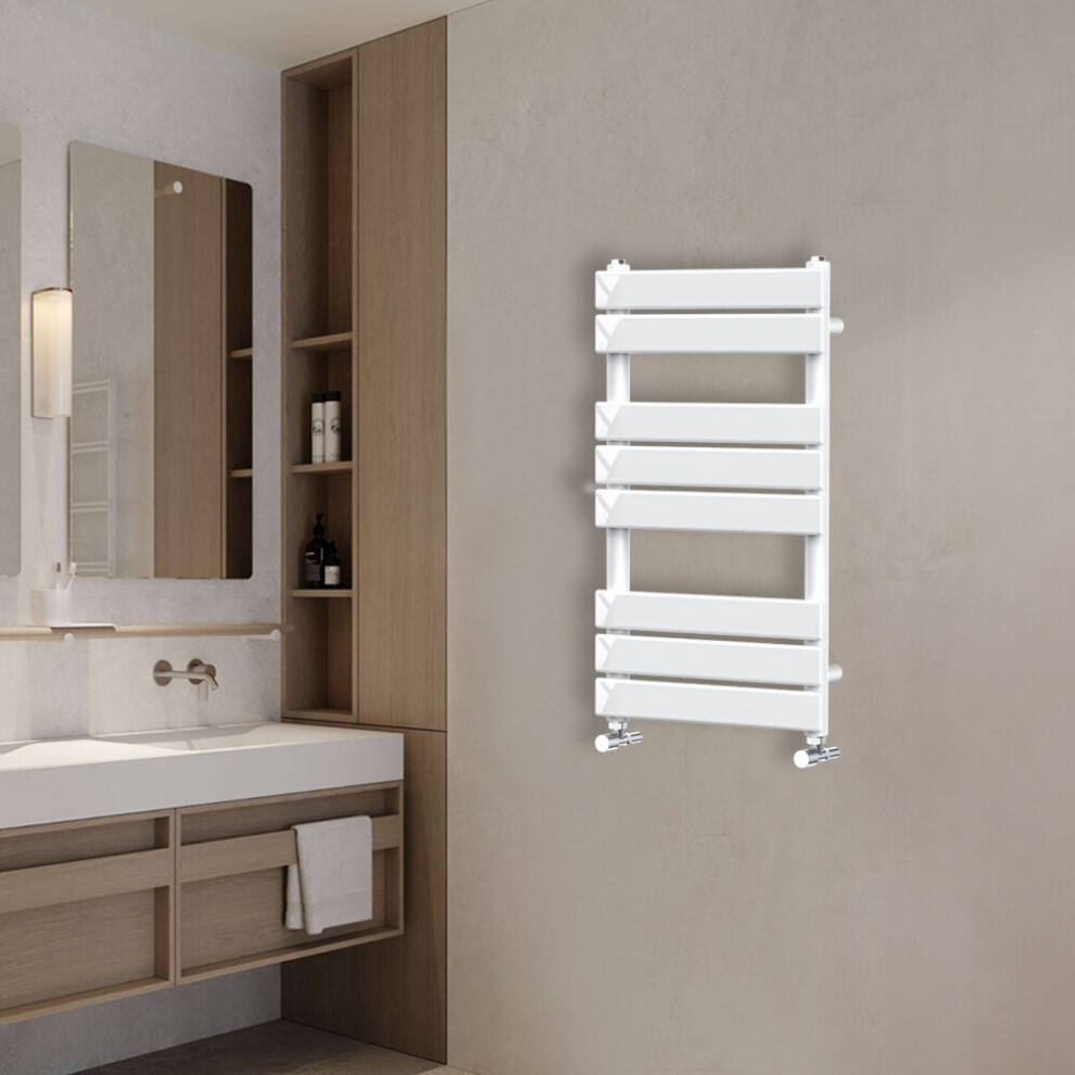 Nrg (800X450mm) Flat Panel Heated Towel Rail Bathroom Rad Radiator White