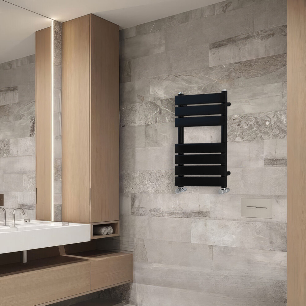 Nrg (650X400mm) Flat Panel Heated Towel Rail Bathroom Rad Radiator Black