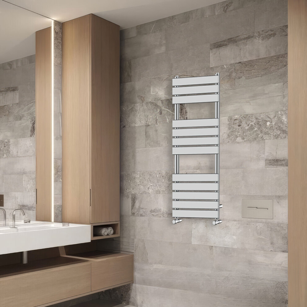 Nrg (1200X450mm) Flat Panel Heated Towel Rail Bathroom Rad Radiator Chrome