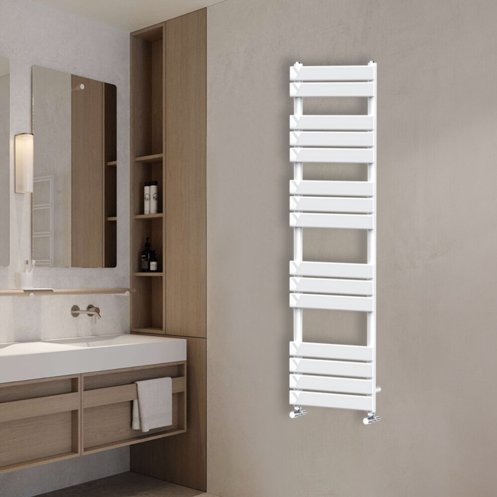 Nrg (1600X450mm) Flat Panel Heated Towel Rail Bathroom Rad Radiator White