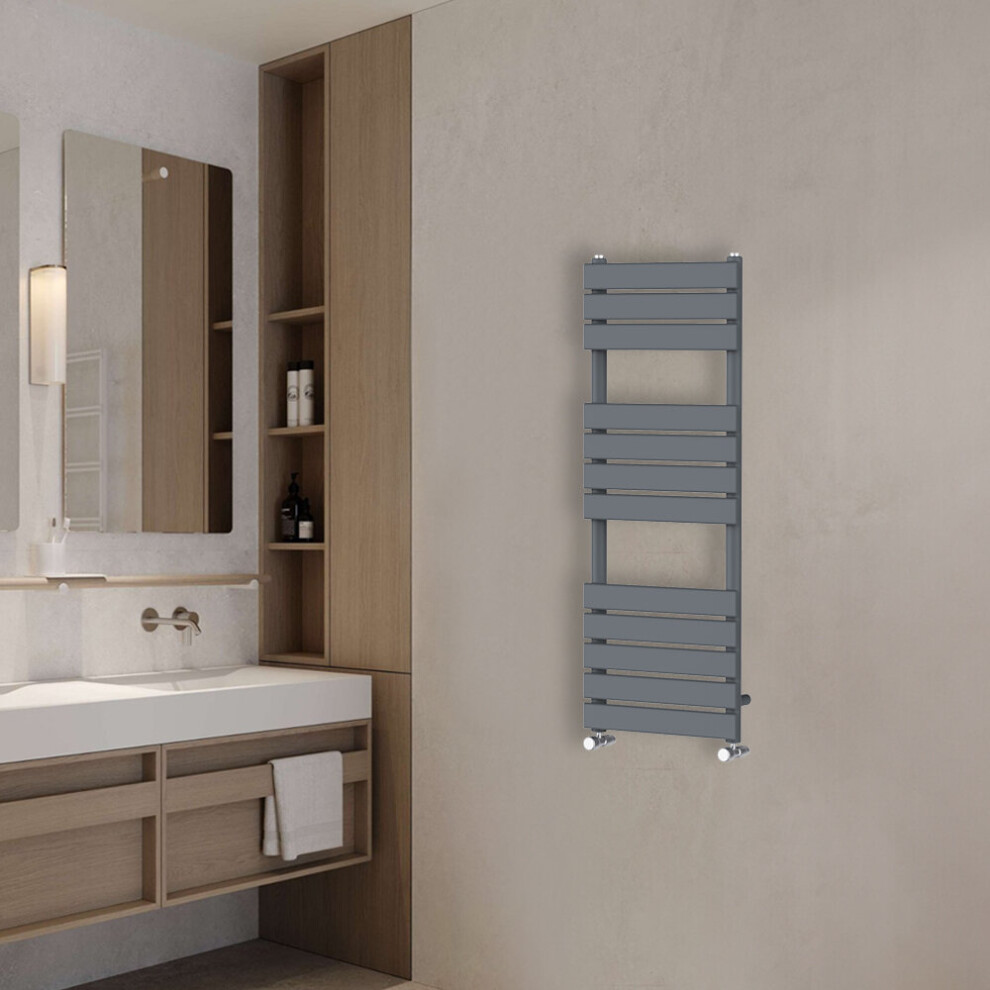 Nrg (1200X450mm) Flat Panel Heated Towel Rail Bathroom Rad Radiator Anthracite