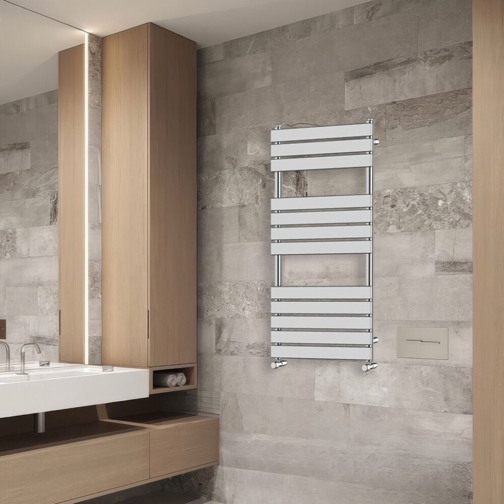 (1200x600mm) NRG Flat Panel Heated Towel Rail Bathroom Rad Radiator Chrome