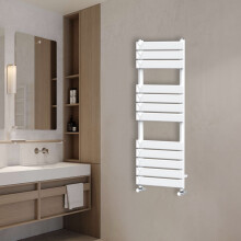 (1200x450mm) NRG Flat Panel Heated Towel Rail Bathroom Rad Radiator White