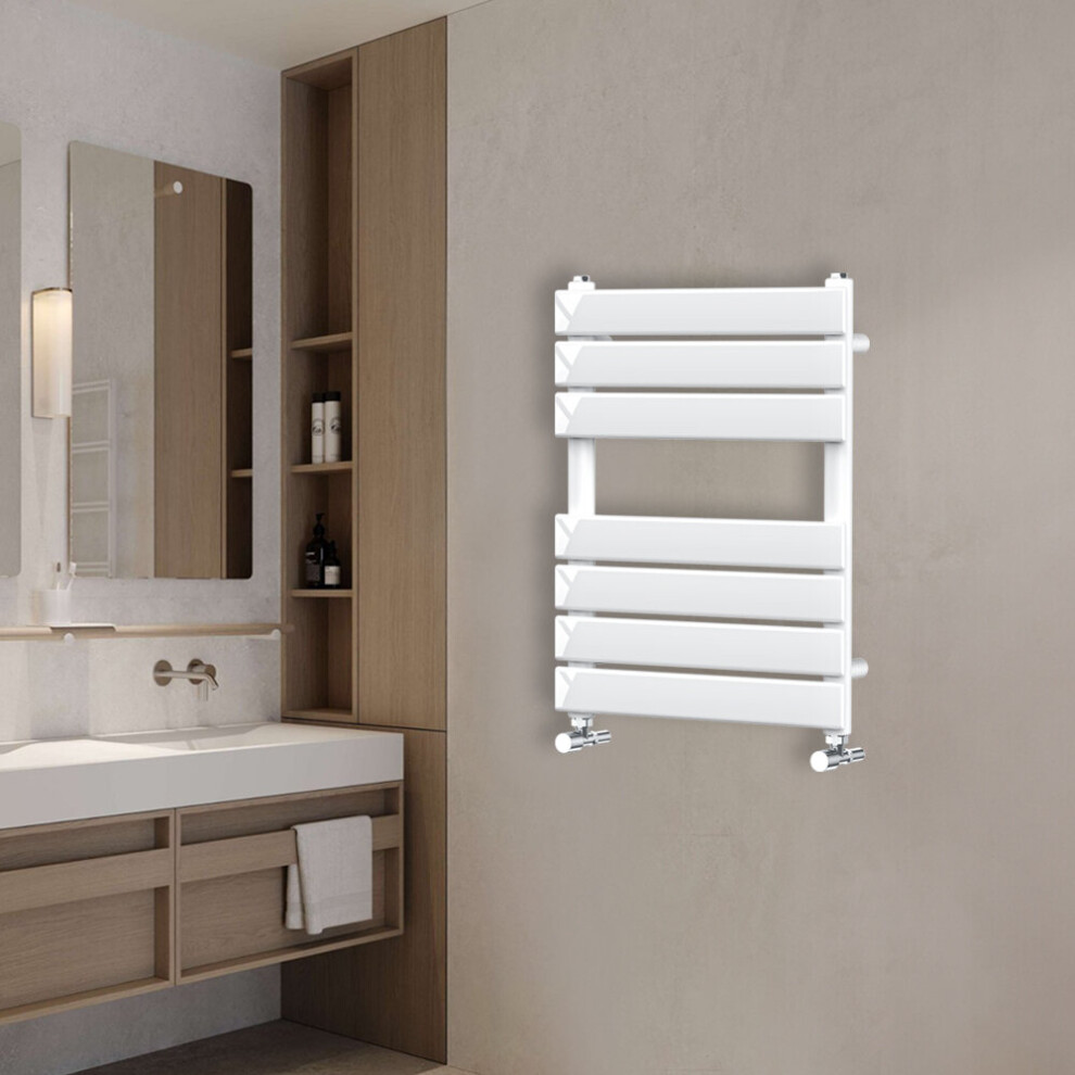 Nrg (650X500mm) Flat Panel Heated Towel Rail Bathroom Rad Radiator White
