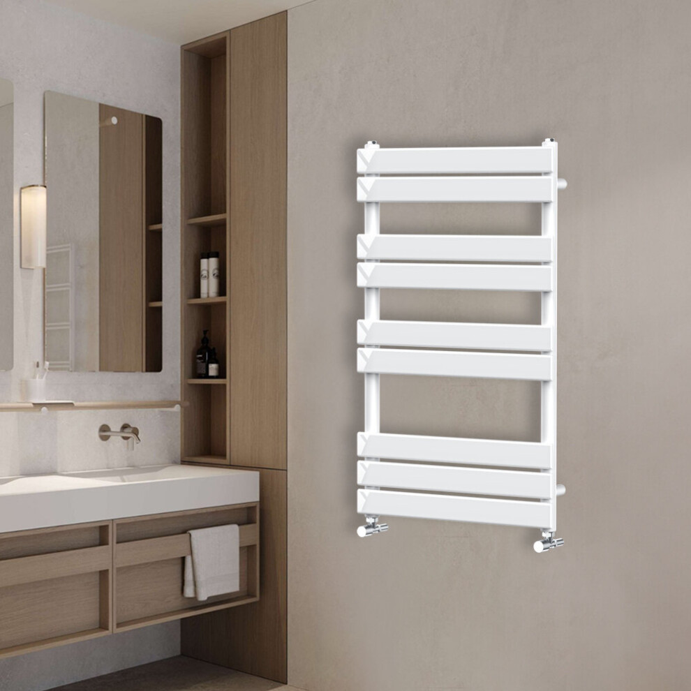 Nrg (1000X600mm) Flat Panel Heated Towel Rail Bathroom Rad Radiator White