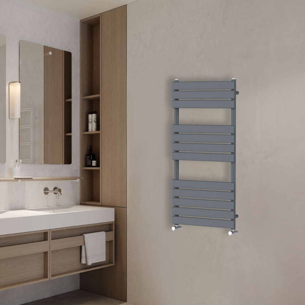 Nrg (1200X600mm) Flat Panel Heated Towel Rail Bathroom Rad Radiator Anthracite