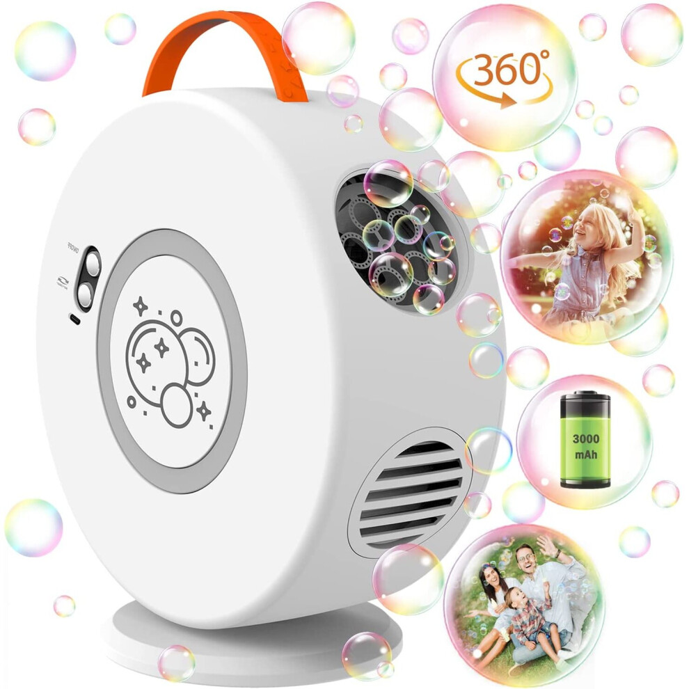 Irich Bubble Machine Automatic Bubble Blower For Kids Toddlers Rechargeable Battery Portable Bubble Maker Electric Bubble Machine Auto Rotating 90°/360°