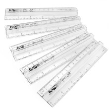Ashton and Wright - 6 Inch / 15cm Raised Rulers - Shatter Resistant - Pack of 5 (Transparent Clear)