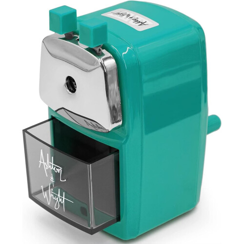 (Teal) Ashton and Wright - Mechanical Desktop Pencil Sharpener