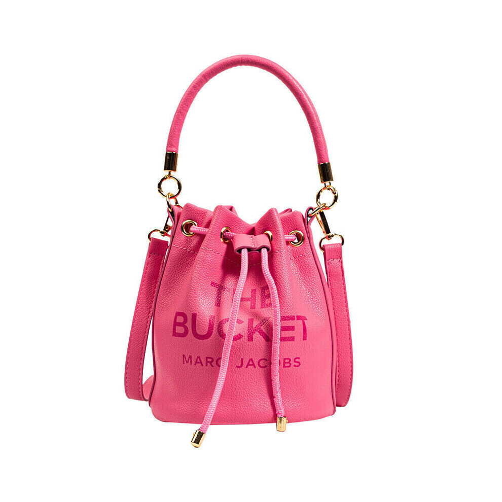 (Rose Red) Women Bucket Handbag Leather Drawstring Crossbody Bag Black,Red