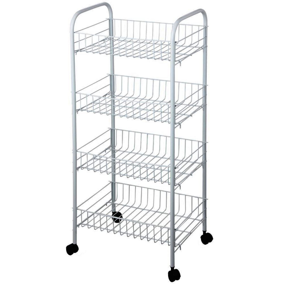 (White, 4 Tier) Hampton&Stewart 3/ 4 Tier Kitchen Wheeled Trolley