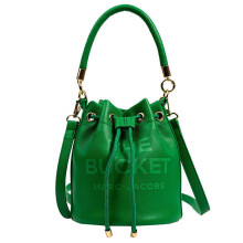 (Green) Women Bucket Handbag Leather Drawstring Crossbody Bag