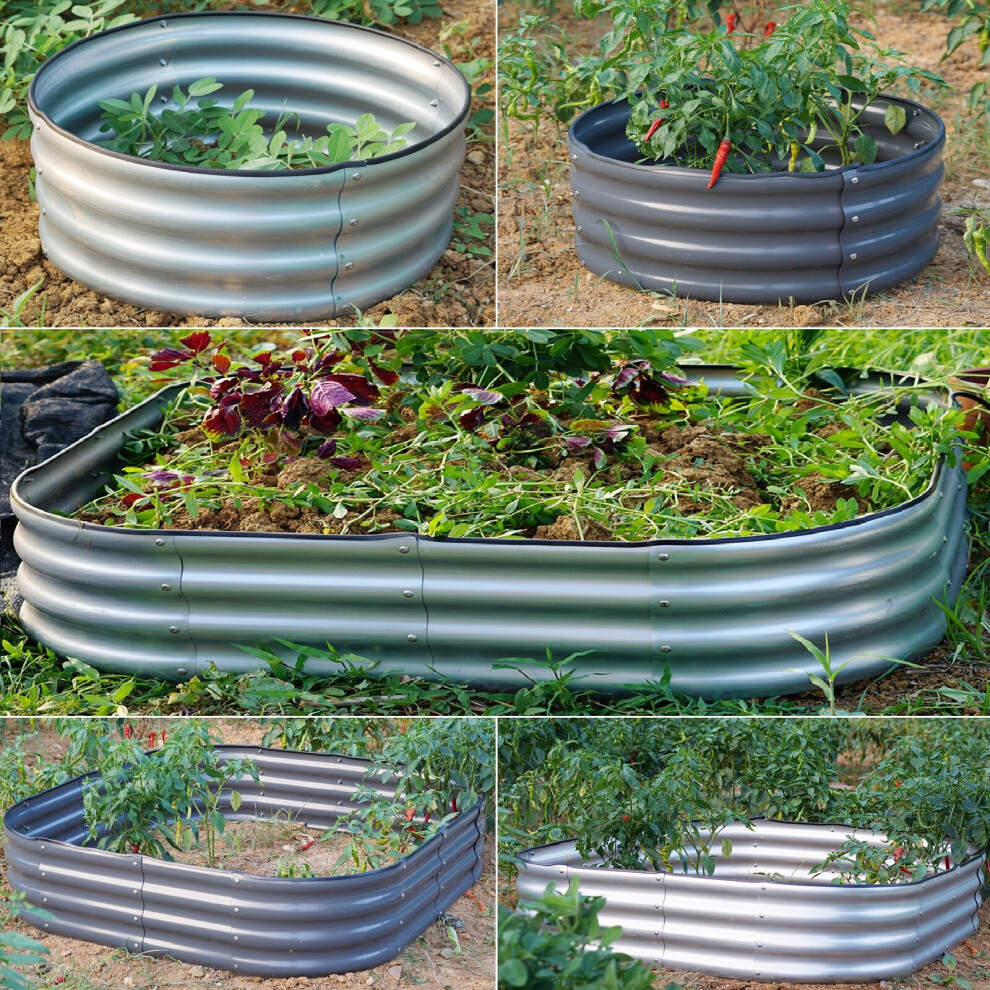 (120cm x 61cm x 30cm, Square Galvanised Steel) Garden Outdoor Raised Planter Pot Steel Trough
