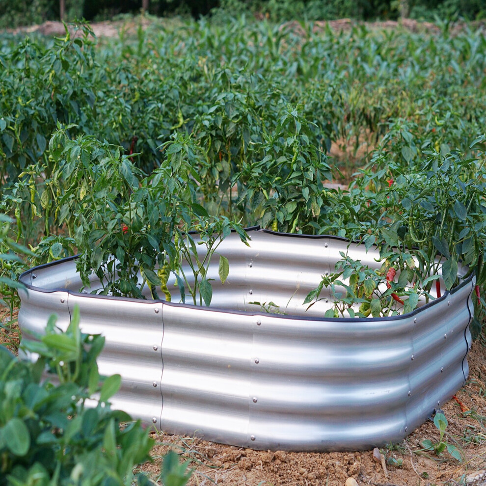 Gr8 Garden Outdoor Raised Bed Planter Square Galvanised Steel Trough 120X120x30cm - Image 2