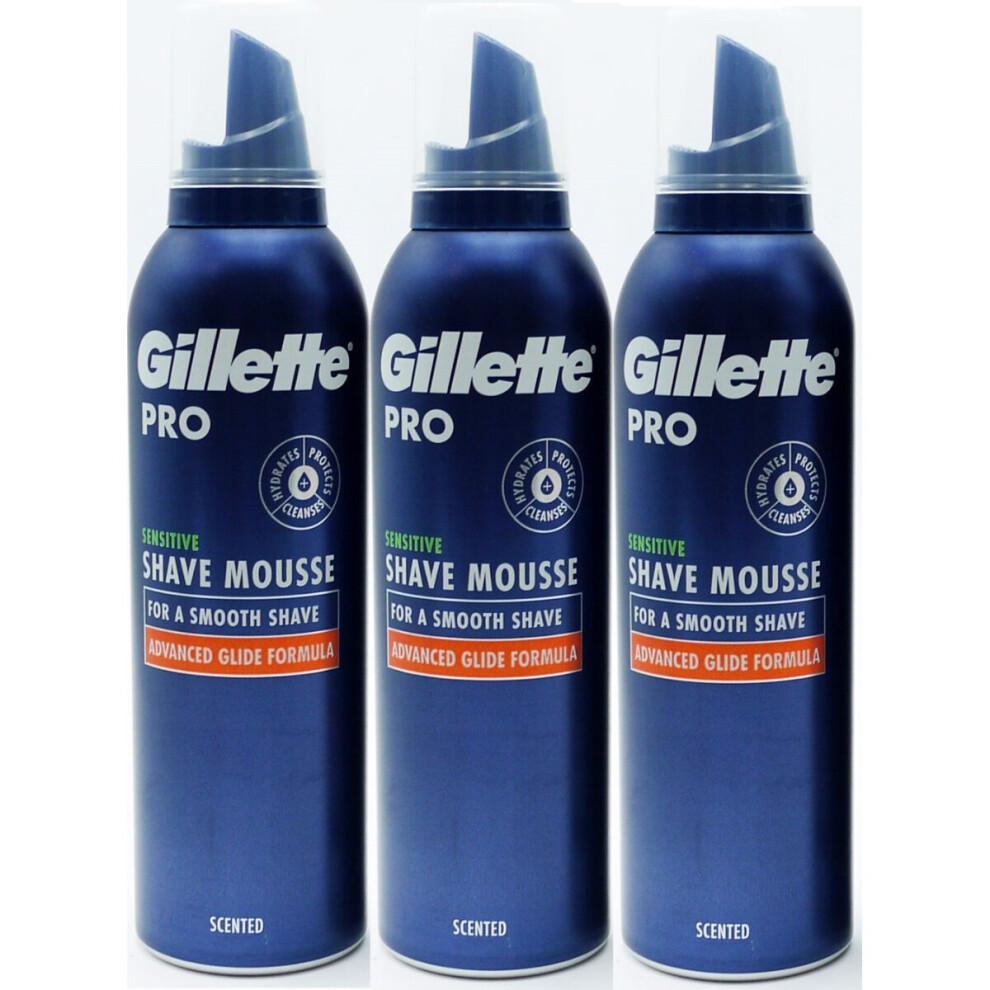 3 x 240ml Gillette Pro Sensitive Shave Mousse