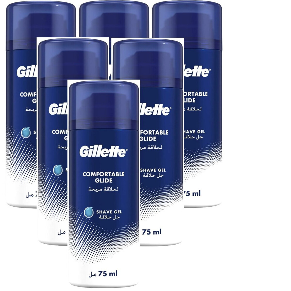 6 x 75ml  Gillette Shave Gel â Comfortable Glide