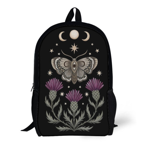 Thistle & Moth 17-Inch Multi-Function School Backpack - Durable Polyester, Large-Capacity Daypack for Kids & Adults