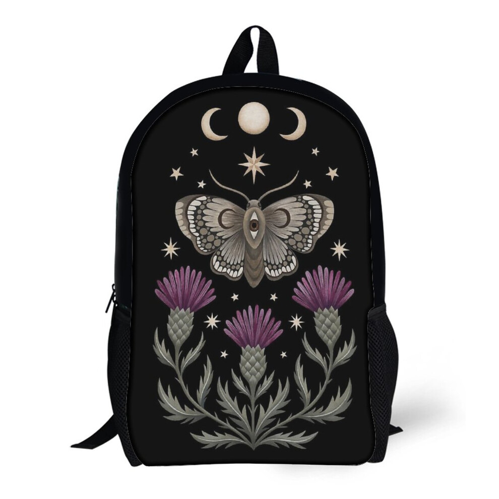 Bearlad Thistle & Moth 17-Inch Multi-Function School Backpack - Durable Polyester, Large-Capacity Daypack For Kids & Adults