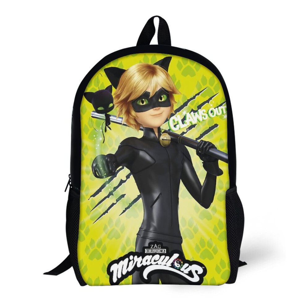 Bearlad Backpacks Miraculous Ladybug - Character Focus Cat Noir Claws Out 17Inch School Bag Black