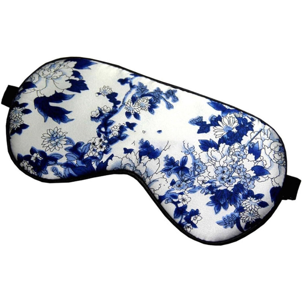 Tianfu Blue Blindfolds, Silk Sleeping Mask Porcelain Pattern Eye Cover Shading Eyeshade Thicken Soft Eye Mask Sleep Travel Eyepatch (Color : )
