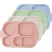30.48 cm (set of 4) large unbreakable dividers,dishwasher and microwave safe plates, lightweight reusable plastic compartmentalized plates