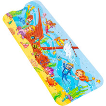 Kids Sliding Tub Mat Extra Long Comfortable Tub and Shower Mat with Drain Hole and Strong Suction Cup Machine Washable Bathroom Tub Mat 40x16 Inches