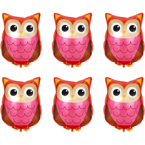6pcs Owl Balloons Aluminium Foil Bird Owl Balloons for Baby Shower Birthday Wedding Jungle Party Decorations