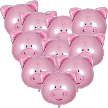 Pig Balloon Pink Pig Head Balloons Aluminium Film Balloon for Birthday Wedding Party Decorations 10 Pcs