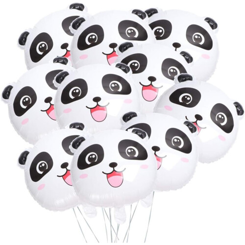 10Pcs Cute Panda Balloon Aluminium Foil Balloons Panda Head Balloon Bouquet for Baby Shower Panda Birthday Party Supplies