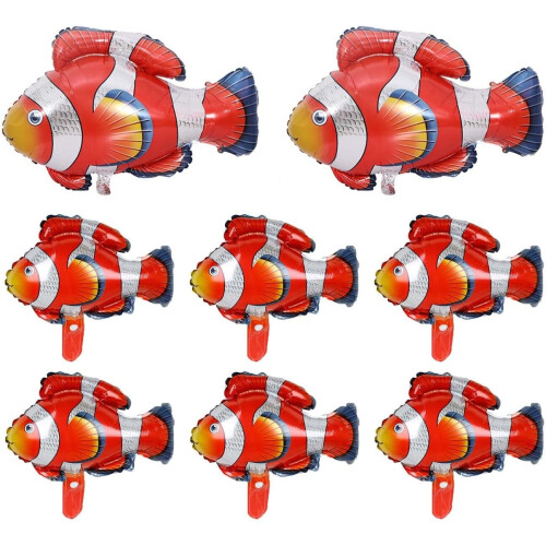 8pcs Tropical Fish Balloons Aluminium Foil Sea Animal Balloons for Summer Beach Tropical Themed Party Birthday Baby Shower Wedding Party Decorations