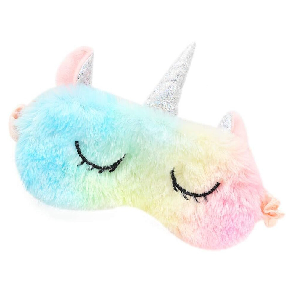 Tianfu Cute Animal Sleeping Sleep Mask Soft Plush Blindfold Cute Rabbit Panda Koala Eye Cover Eyeshade For Kids Teens Girls Women (Unicorn Rainbow)