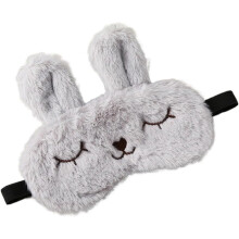 Blindfolds, Cute Cartoon Rabbit Plush Sleeping Eye Mask Comfortable Sleep Mask Sleep Shading Light Eye Cover Eyeshade (Color : Gray)