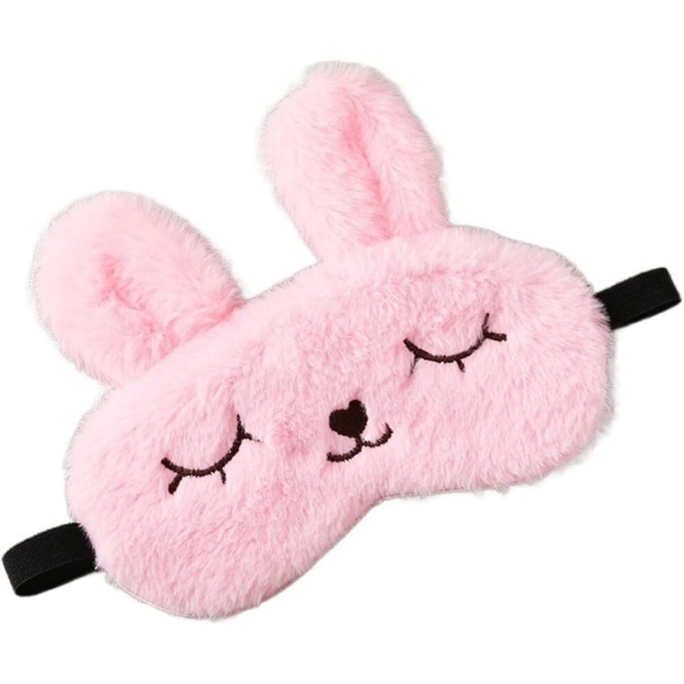 Tianfu Blindfolds, Cute Cartoon Rabbit Plush Sleeping Eye Mask Comfortable Sleep Mask Sleep Shading Light Eye Cover Eyeshade (Color : Pink)