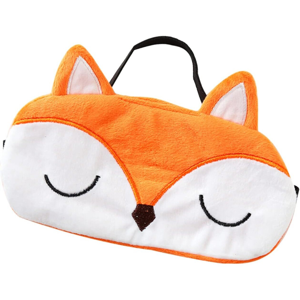 Tianfu Orange Cute Animal Sleeping Mask Soft Plush Blindfold Cute Rabbit Panda Koala Eye Cover Eyeshade For Kids Teens Girls Women ( Fox)