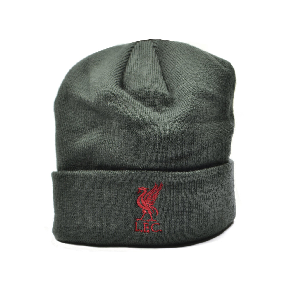 Liverpool Fc Liverpool Bronx Liverbird Knitted Turn Up Hat Charcoal Red