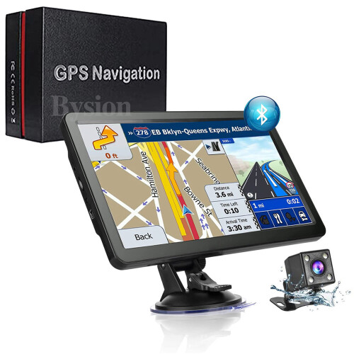 (Including reversing camera) Sat Nav, 7 Inch Bluetooth GPS Navigation Pre-Installed UK & EU  Maps Car Truck Lorry Motorhome POI Search, Speed Camera Alerts and Lane Assistance