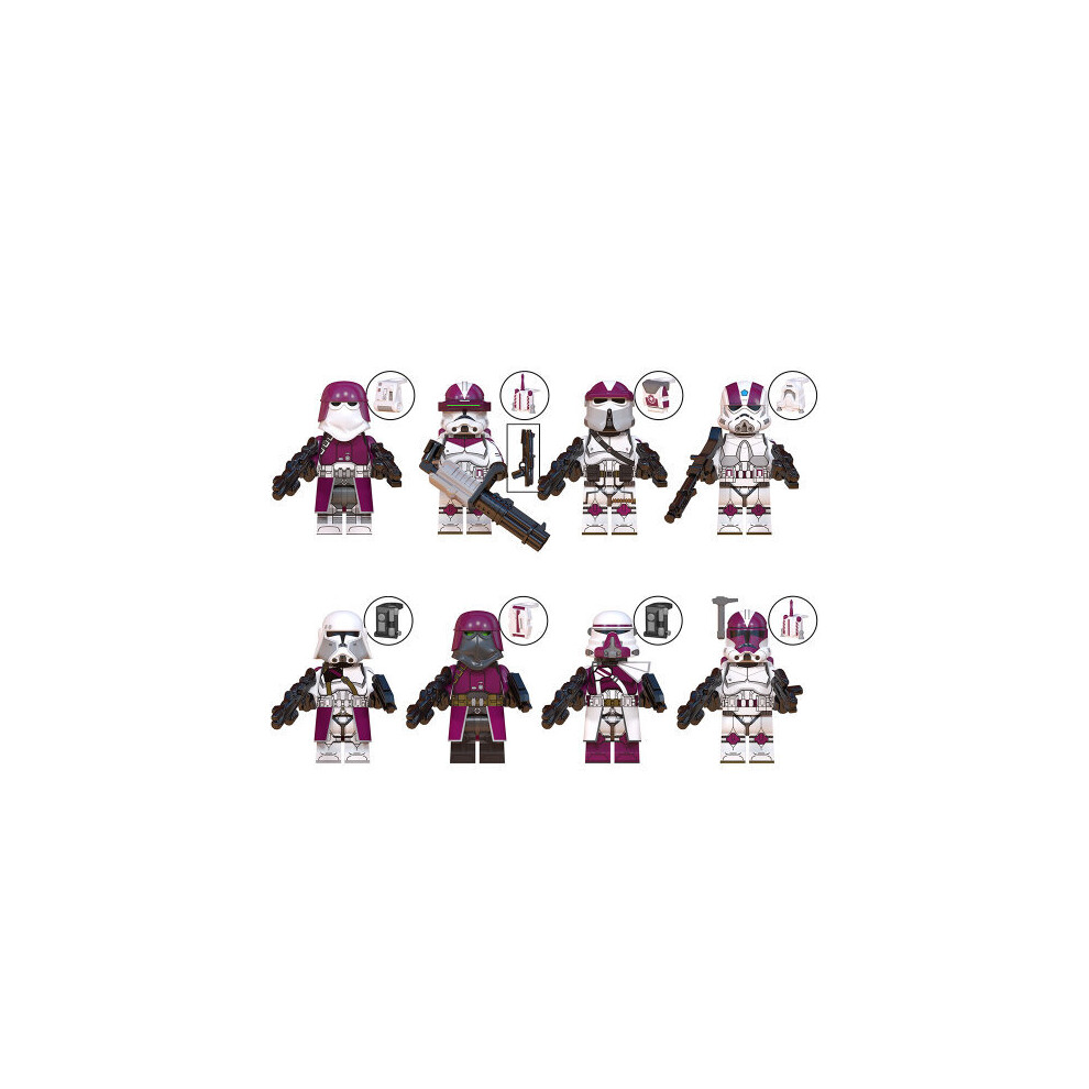 (Style A 8pcs) 16pcs Clone Engineer Airborne Cavalry Squad Echo Jesse Rex Mini Figures Fit Lego Sets