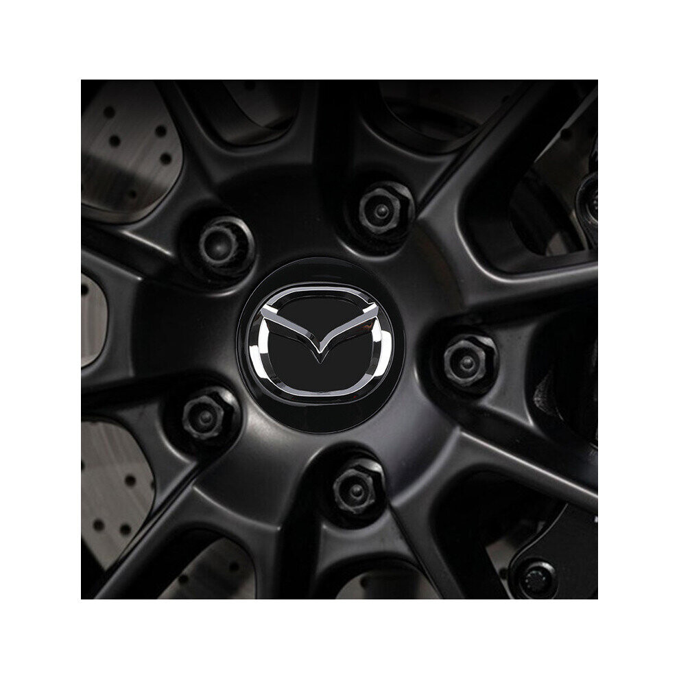 4Pcs 56Mm Car Wheel Center Hub Cap Emblem For Mazda Black 4754135865787