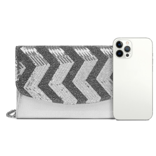 Miss Lulu (Silver) MISS LULU Gorgeous Sequins Evening Clutch Bag Chain Shoulder Bag 1